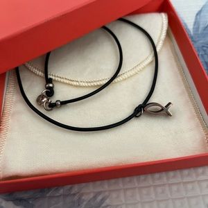 NWOT James Avery RETIRED fish pendant w/ leather cord